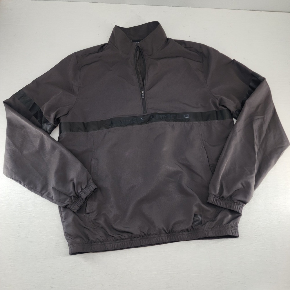 Under Armour Gray Quarter Zip Windbreaker Pullover Athletic Mens Large